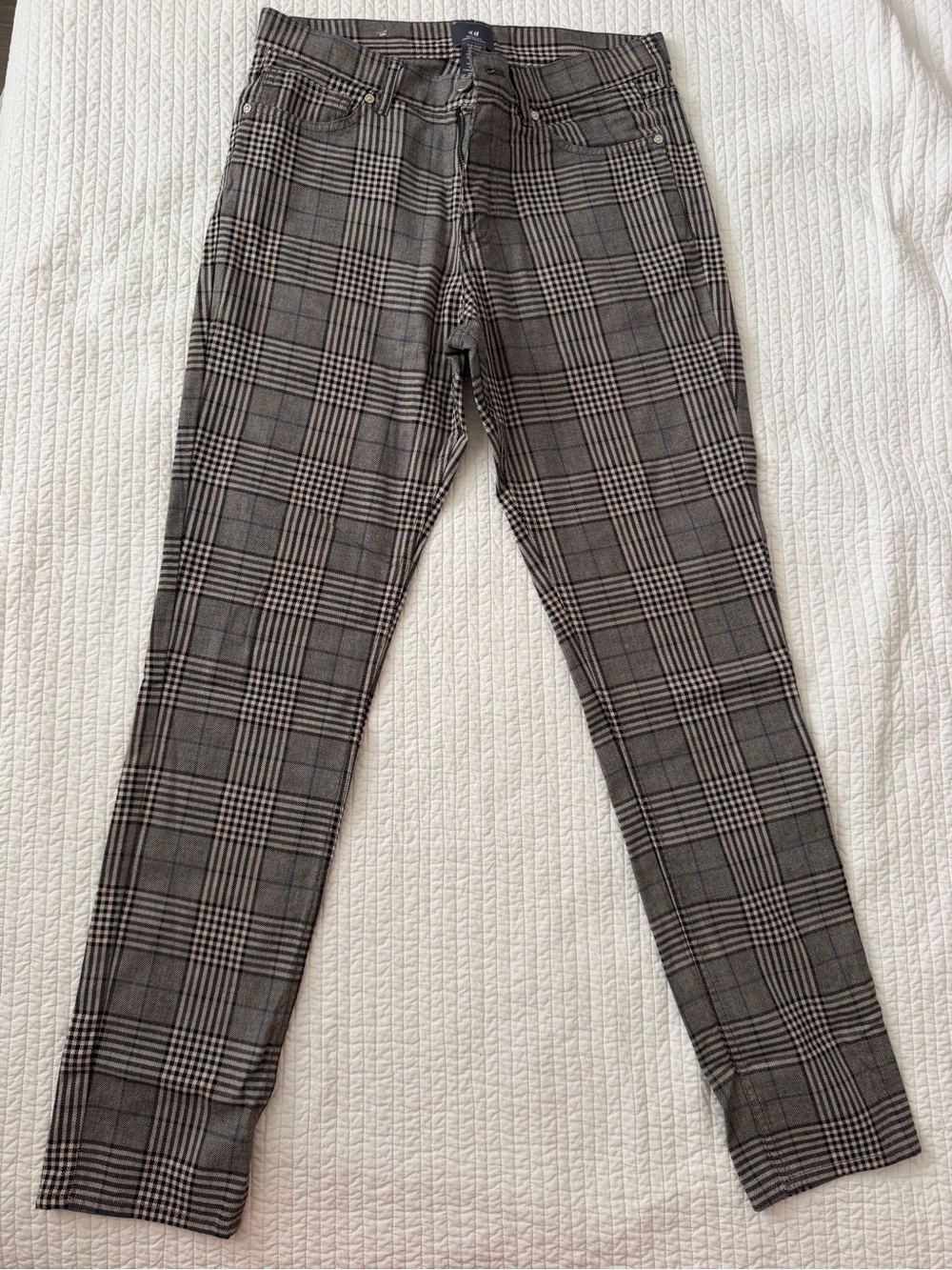 H&M Men's Gray/Brown Plaid Pants